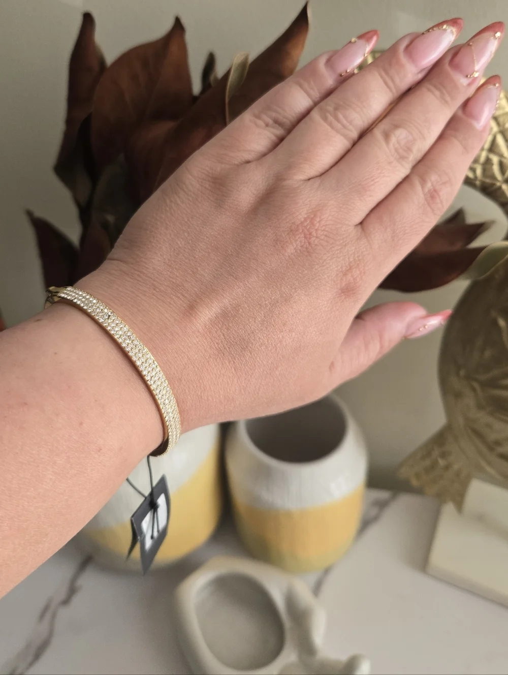 NWT Kate Spade Gold Tone Pavé Double-Row Hinged Bangle Bracelet